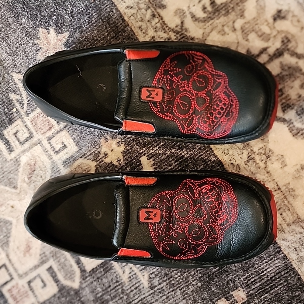 Mozo 3821 Sharkz Men's Red Sugar Skull Chef Shoes Men's Size 7